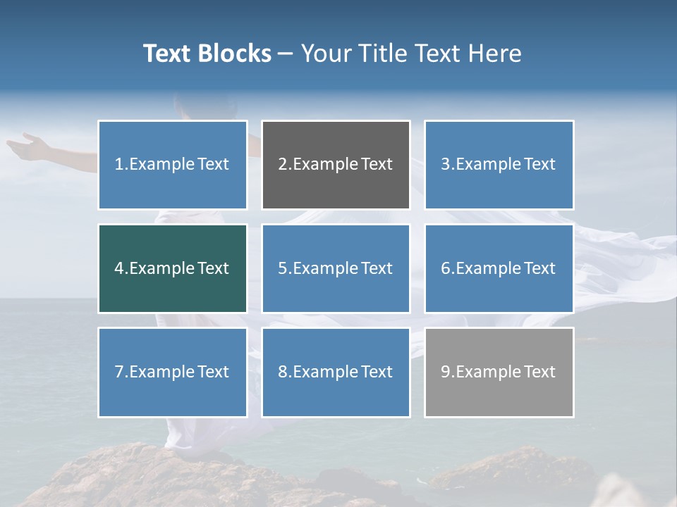 Beautiful Woman In White Dress At The Sea Beach PowerPoint Template