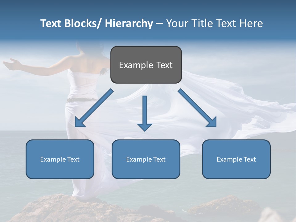 Beautiful Woman In White Dress At The Sea Beach PowerPoint Template