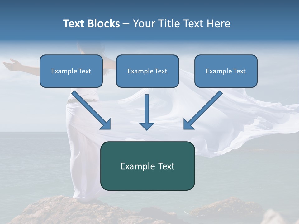 Beautiful Woman In White Dress At The Sea Beach PowerPoint Template