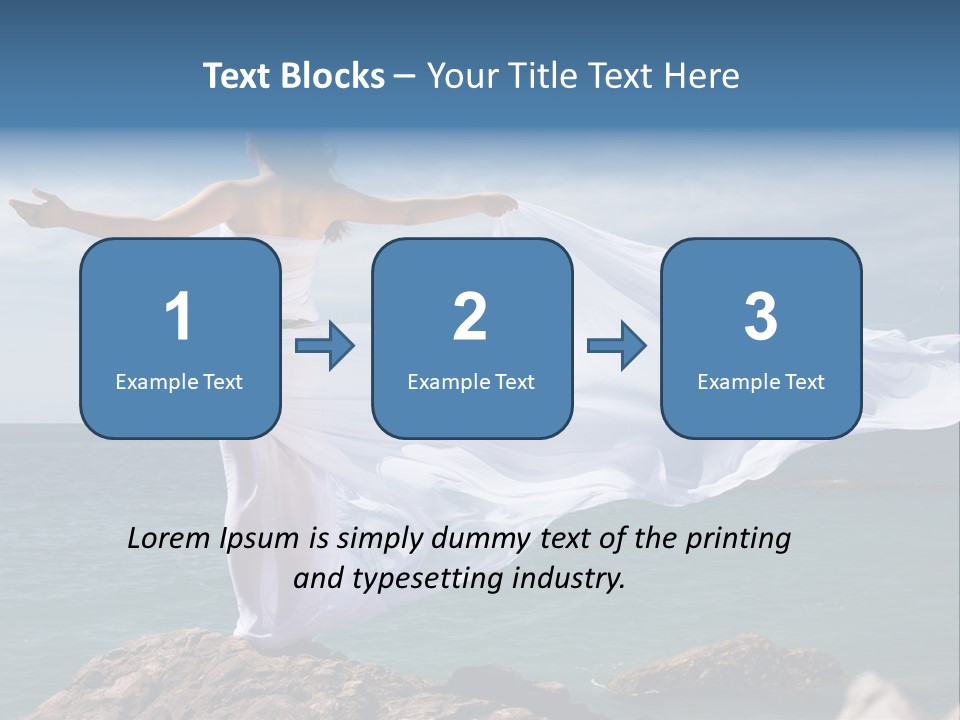 Beautiful Woman In White Dress At The Sea Beach PowerPoint Template