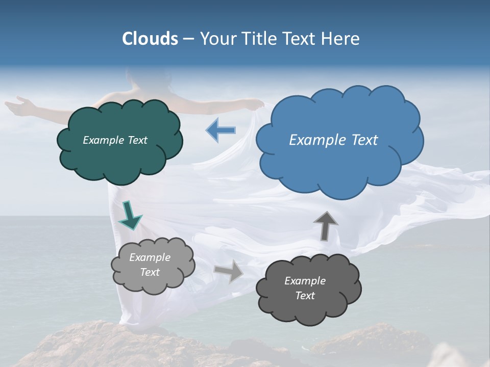 Beautiful Woman In White Dress At The Sea Beach PowerPoint Template