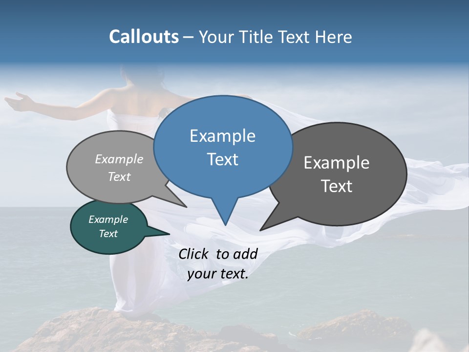 Beautiful Woman In White Dress At The Sea Beach PowerPoint Template