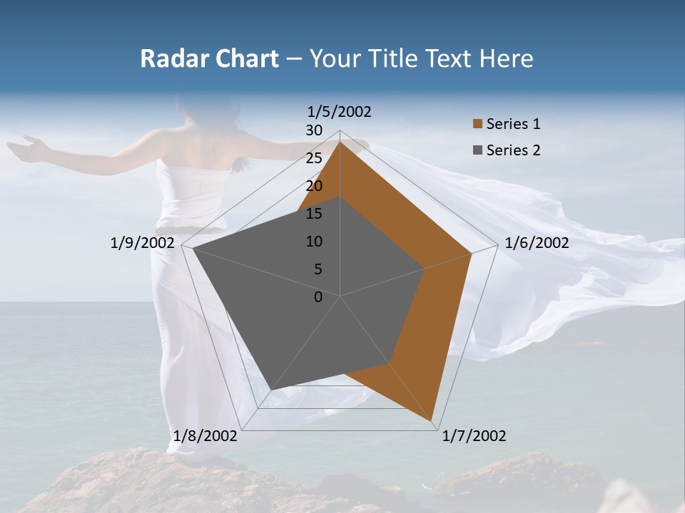 Beautiful Woman In White Dress At The Sea Beach PowerPoint Template