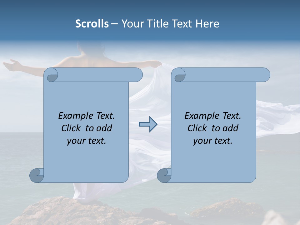 Beautiful Woman In White Dress At The Sea Beach PowerPoint Template