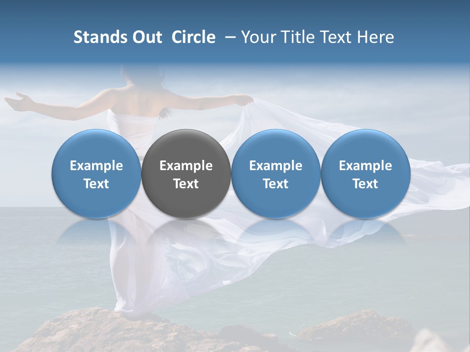 Beautiful Woman In White Dress At The Sea Beach PowerPoint Template