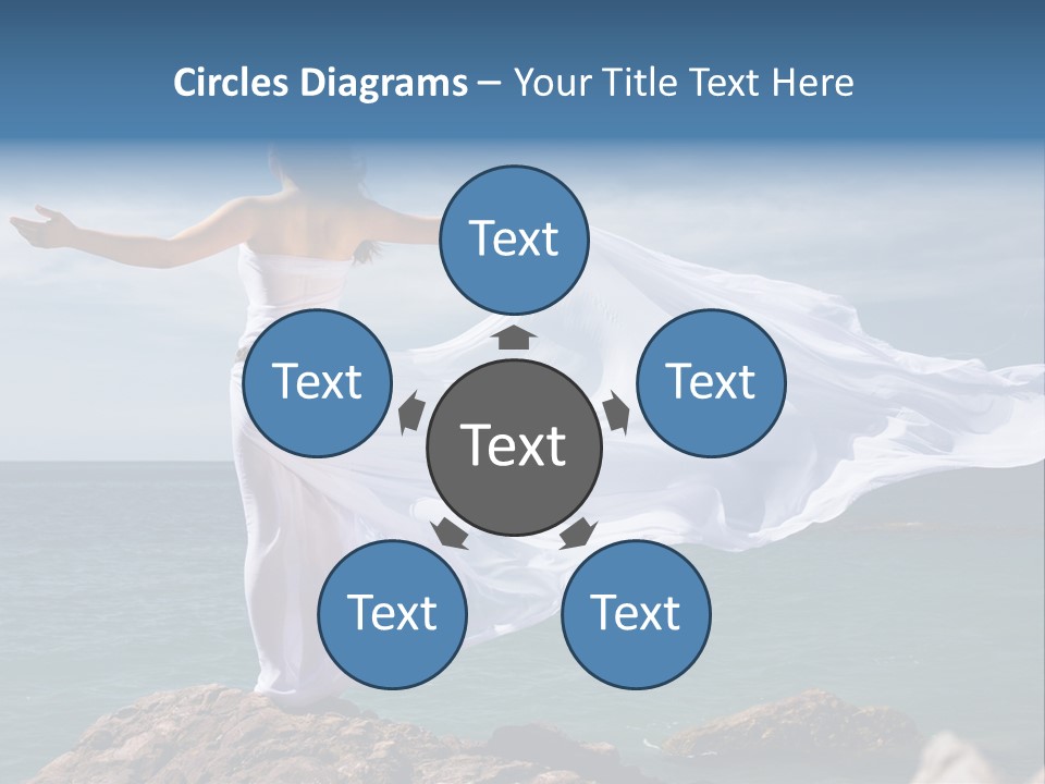 Beautiful Woman In White Dress At The Sea Beach PowerPoint Template