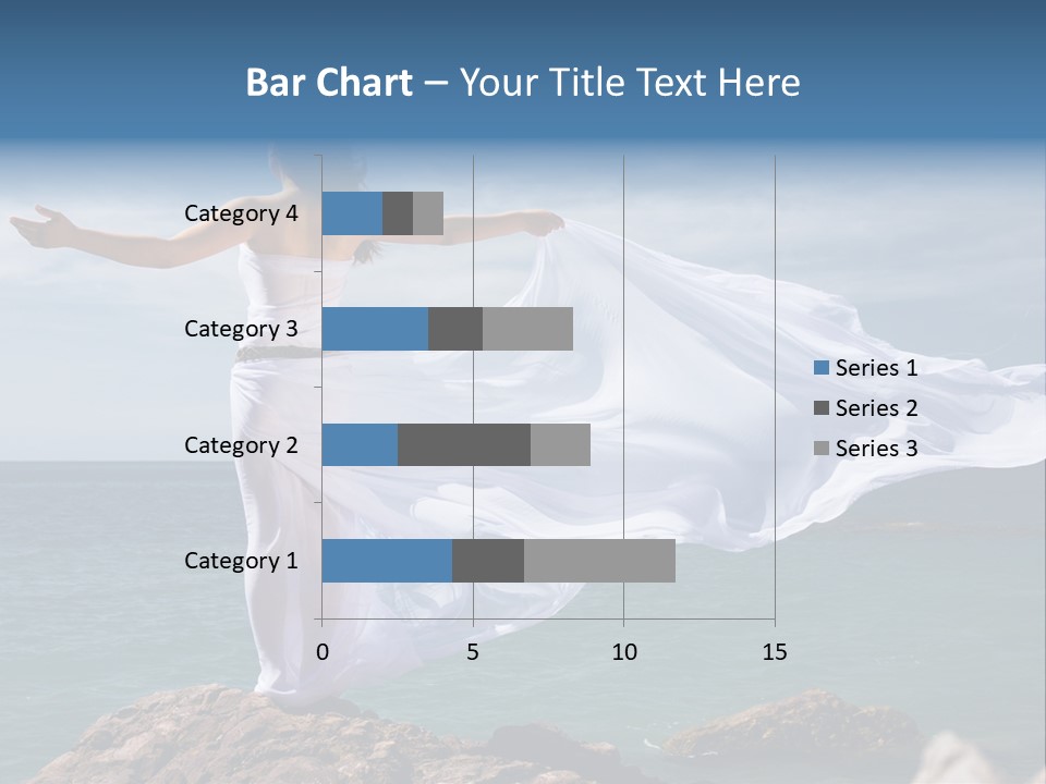 Beautiful Woman In White Dress At The Sea Beach PowerPoint Template