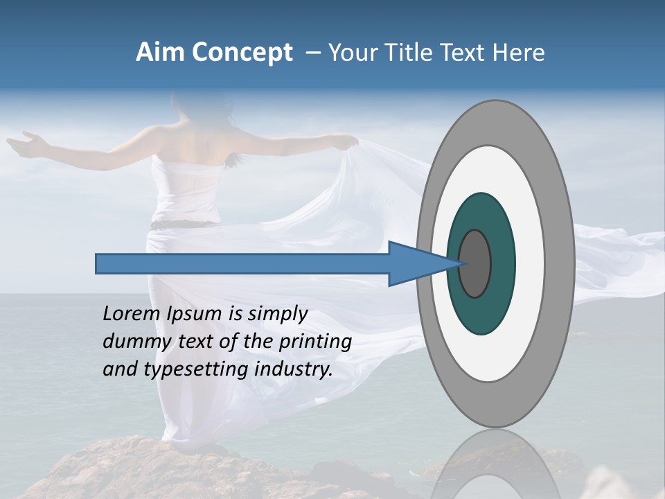 Beautiful Woman In White Dress At The Sea Beach PowerPoint Template