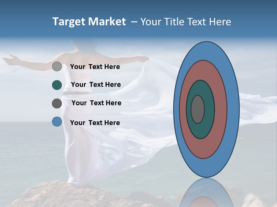 Beautiful Woman In White Dress At The Sea Beach PowerPoint Template