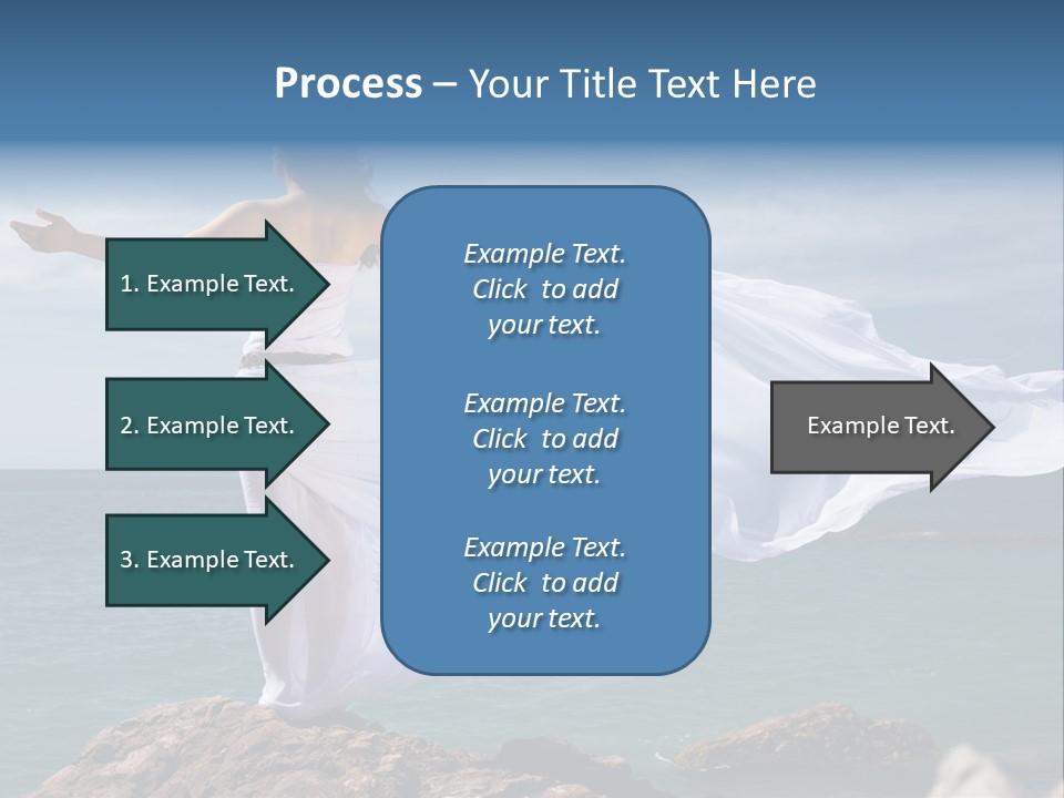 Beautiful Woman In White Dress At The Sea Beach PowerPoint Template