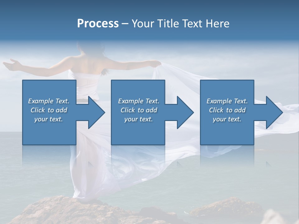 Beautiful Woman In White Dress At The Sea Beach PowerPoint Template