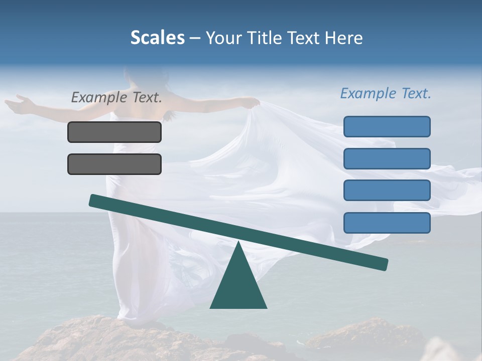 Beautiful Woman In White Dress At The Sea Beach PowerPoint Template