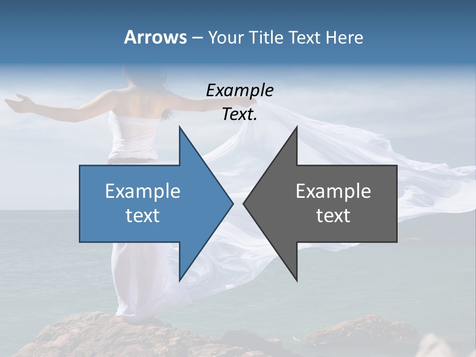 Beautiful Woman In White Dress At The Sea Beach PowerPoint Template