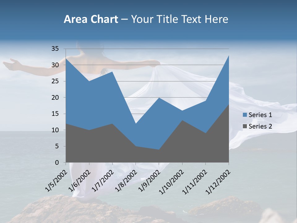 Beautiful Woman In White Dress At The Sea Beach PowerPoint Template