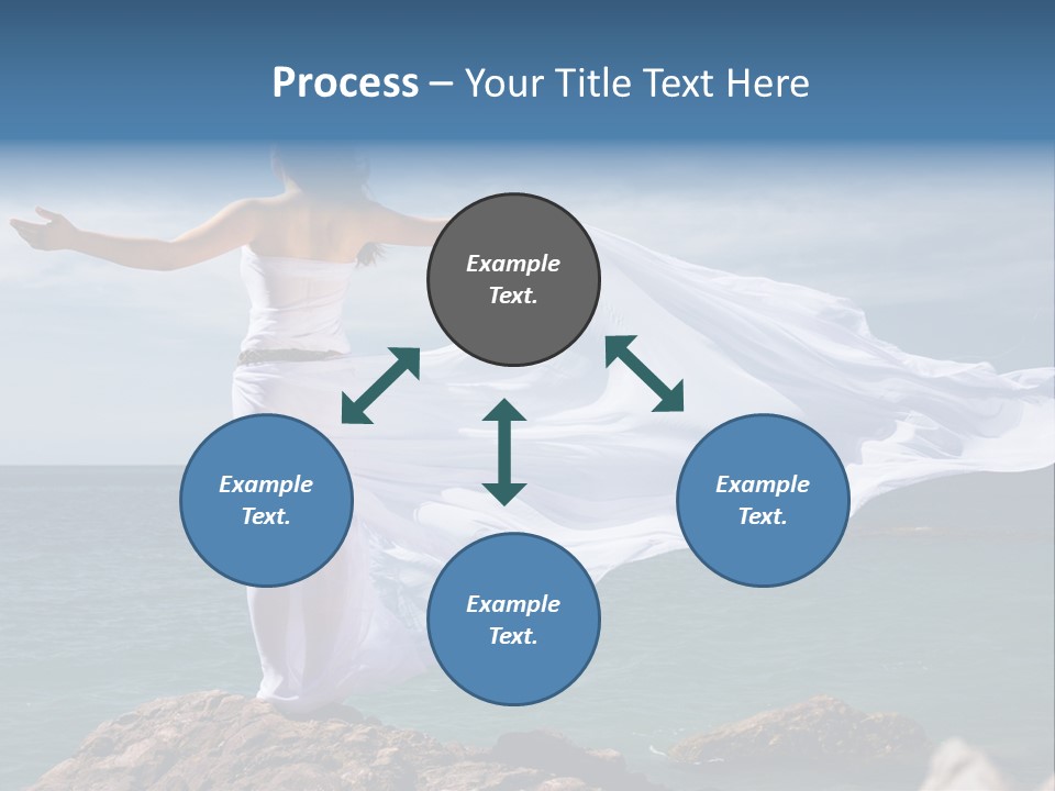 Beautiful Woman In White Dress At The Sea Beach PowerPoint Template