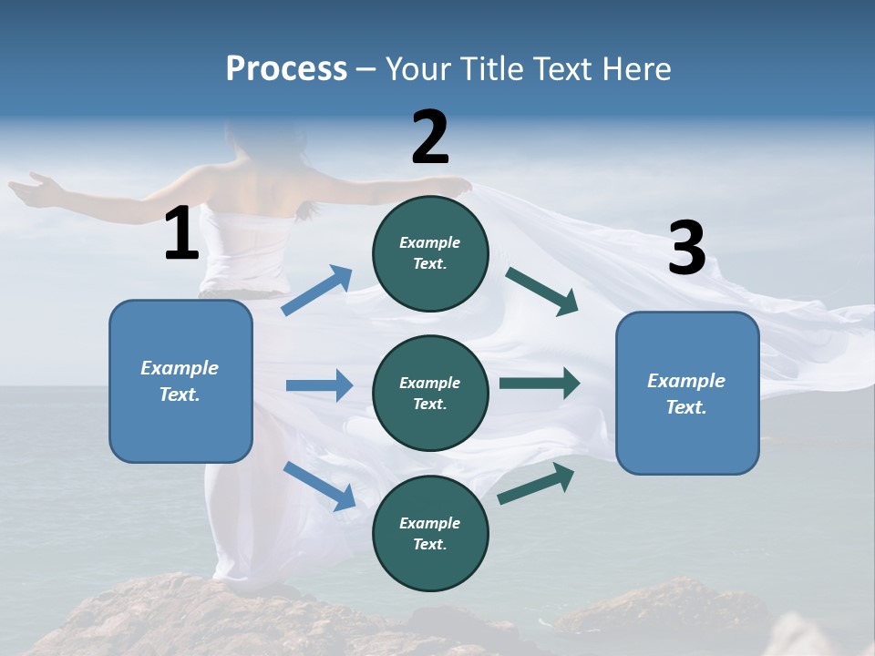 Beautiful Woman In White Dress At The Sea Beach PowerPoint Template