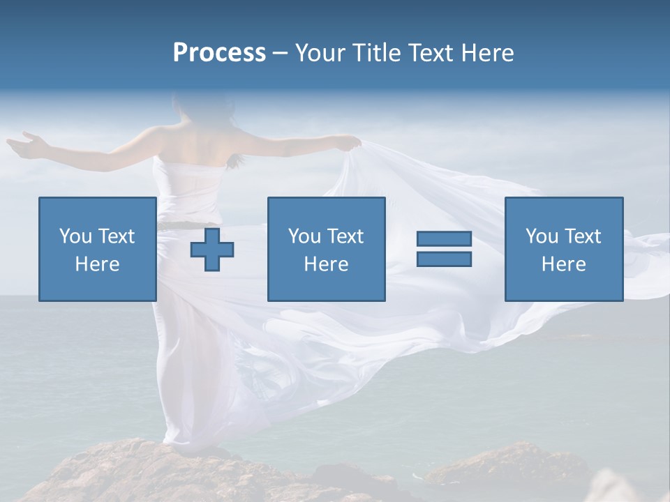 Beautiful Woman In White Dress At The Sea Beach PowerPoint Template