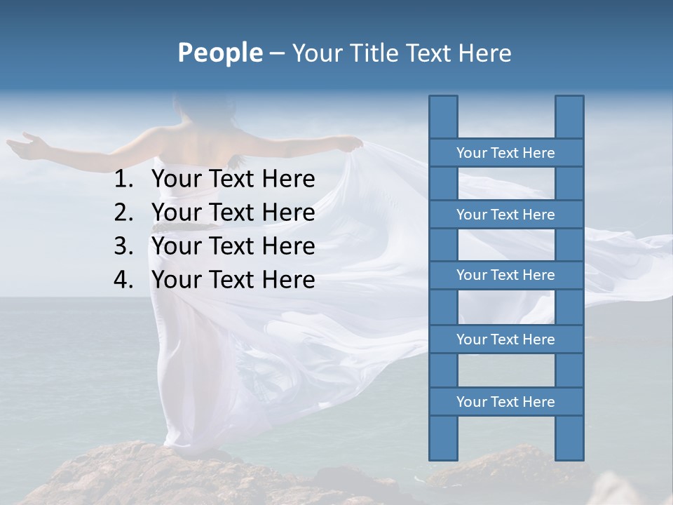 Beautiful Woman In White Dress At The Sea Beach PowerPoint Template