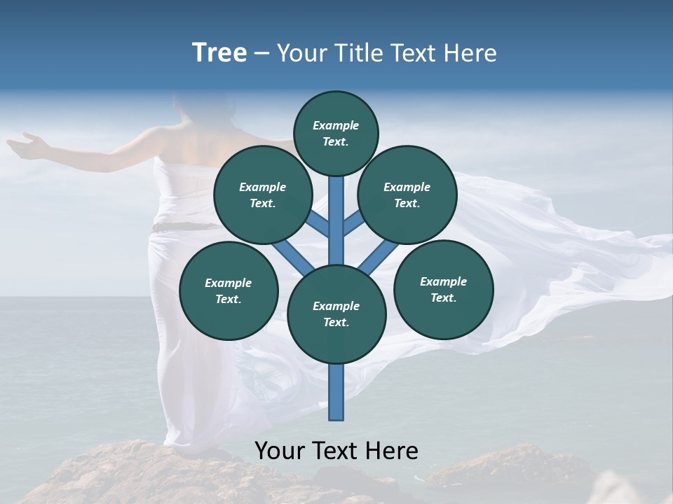 Beautiful Woman In White Dress At The Sea Beach PowerPoint Template