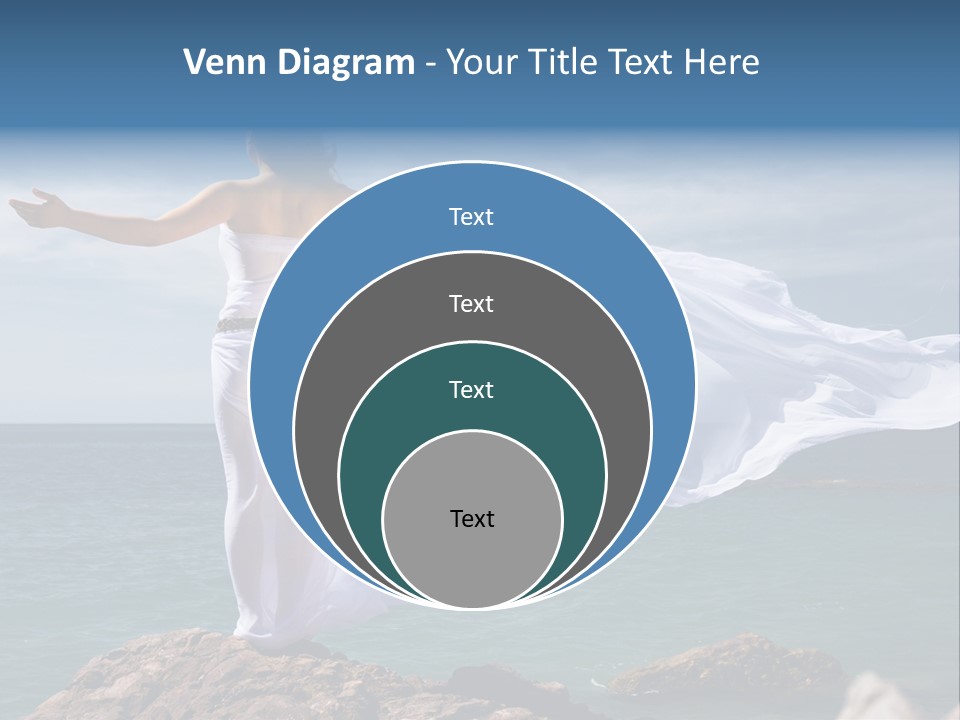 Beautiful Woman In White Dress At The Sea Beach PowerPoint Template