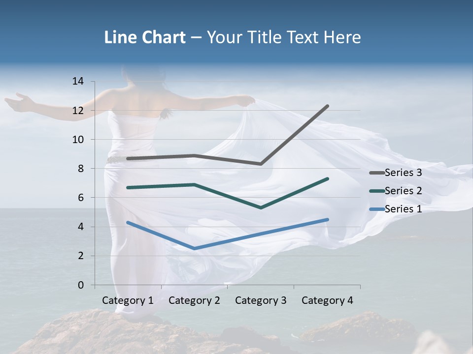 Beautiful Woman In White Dress At The Sea Beach PowerPoint Template