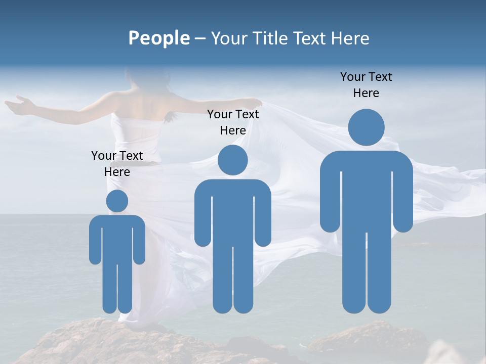 Beautiful Woman In White Dress At The Sea Beach PowerPoint Template