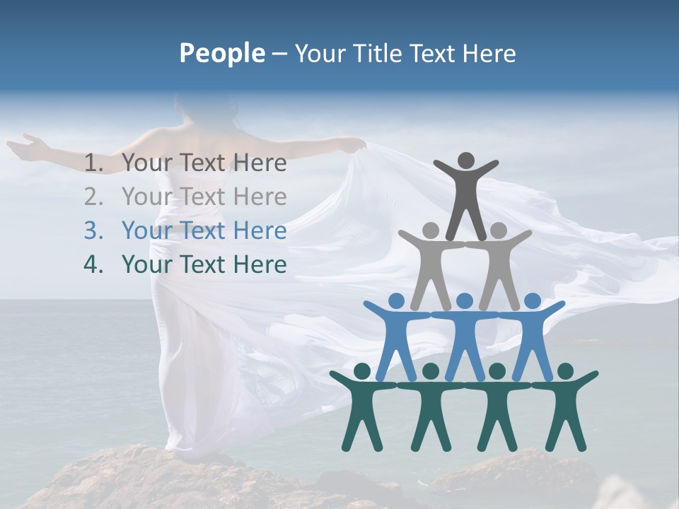 Beautiful Woman In White Dress At The Sea Beach PowerPoint Template