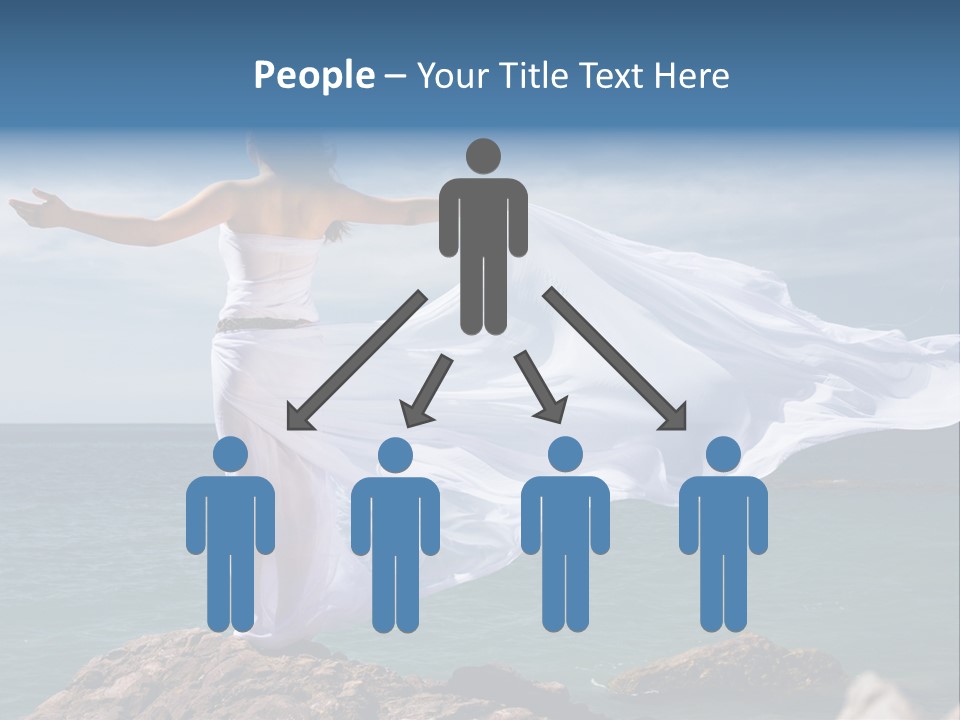 Beautiful Woman In White Dress At The Sea Beach PowerPoint Template