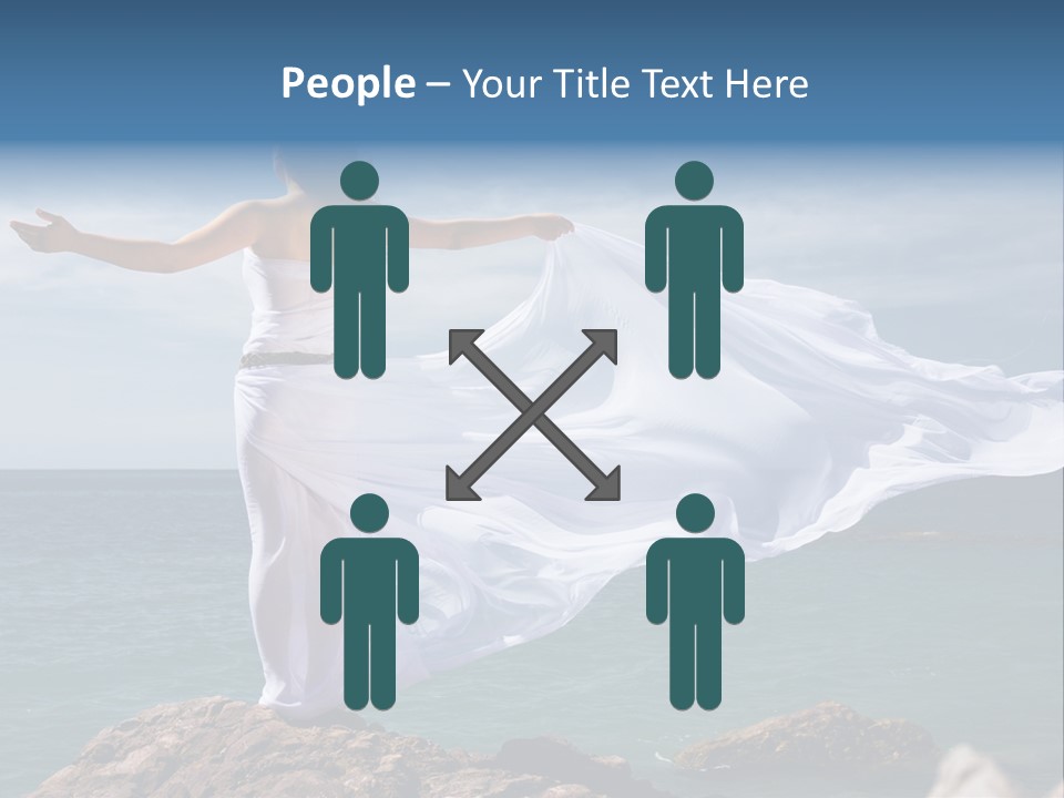 Beautiful Woman In White Dress At The Sea Beach PowerPoint Template