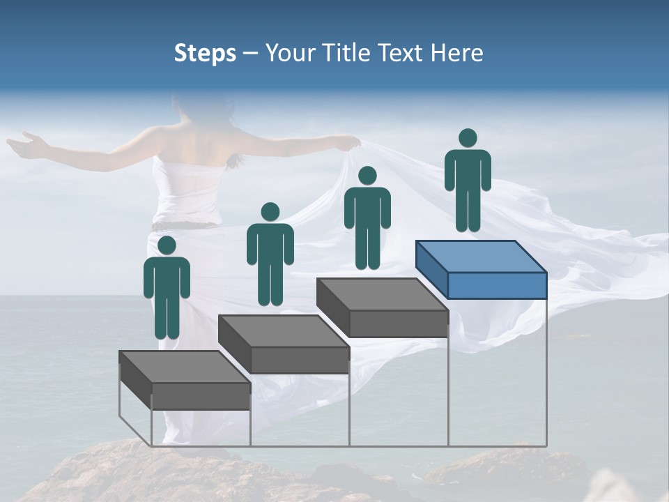 Beautiful Woman In White Dress At The Sea Beach PowerPoint Template