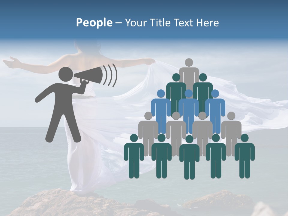 Beautiful Woman In White Dress At The Sea Beach PowerPoint Template