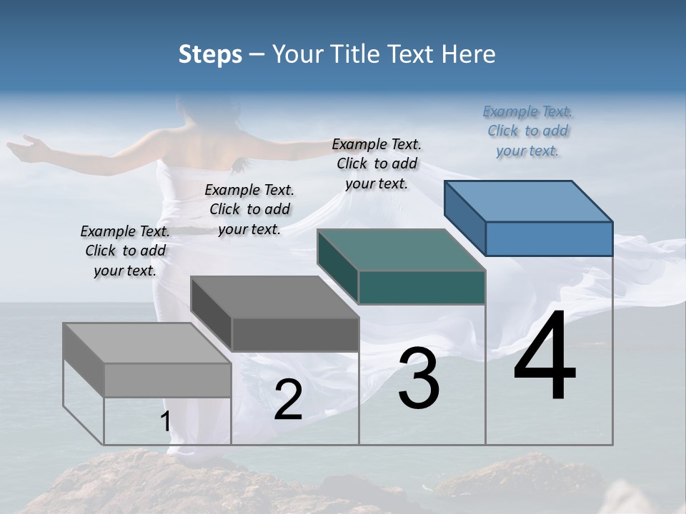 Beautiful Woman In White Dress At The Sea Beach PowerPoint Template