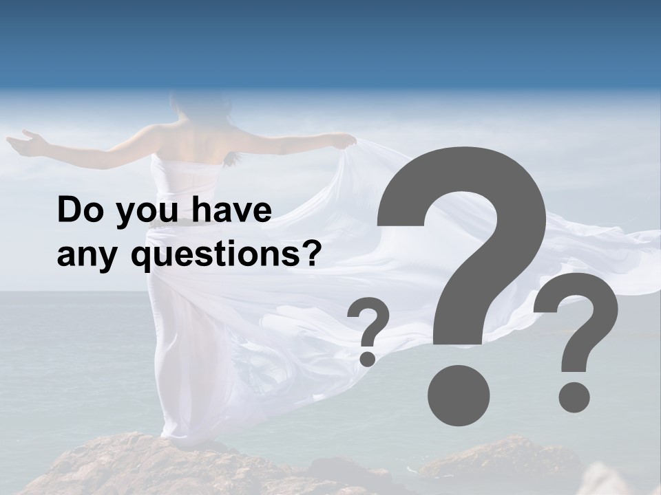 Beautiful Woman In White Dress At The Sea Beach PowerPoint Template