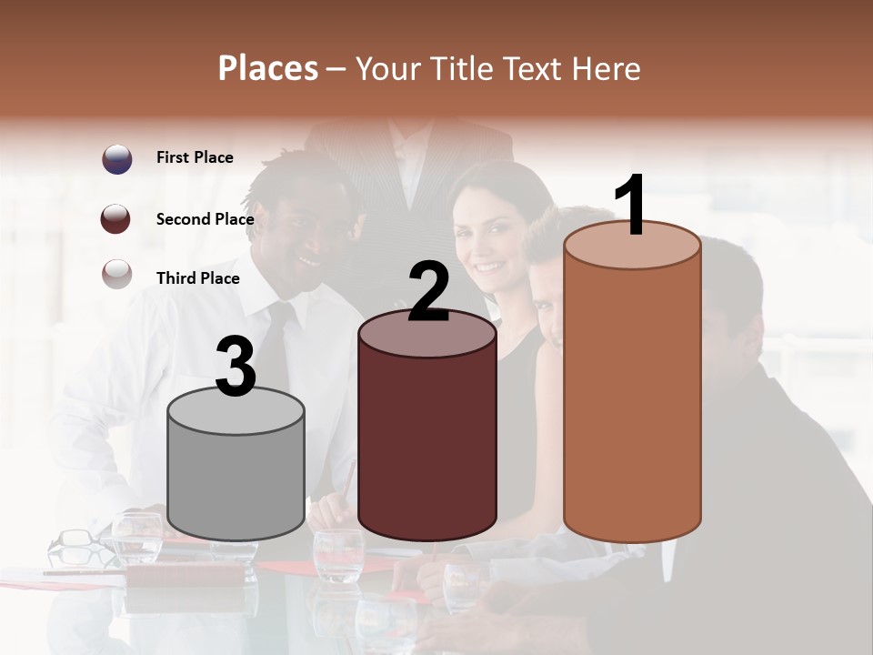 International Business Team Smiling At The Camera In Office PowerPoint Template