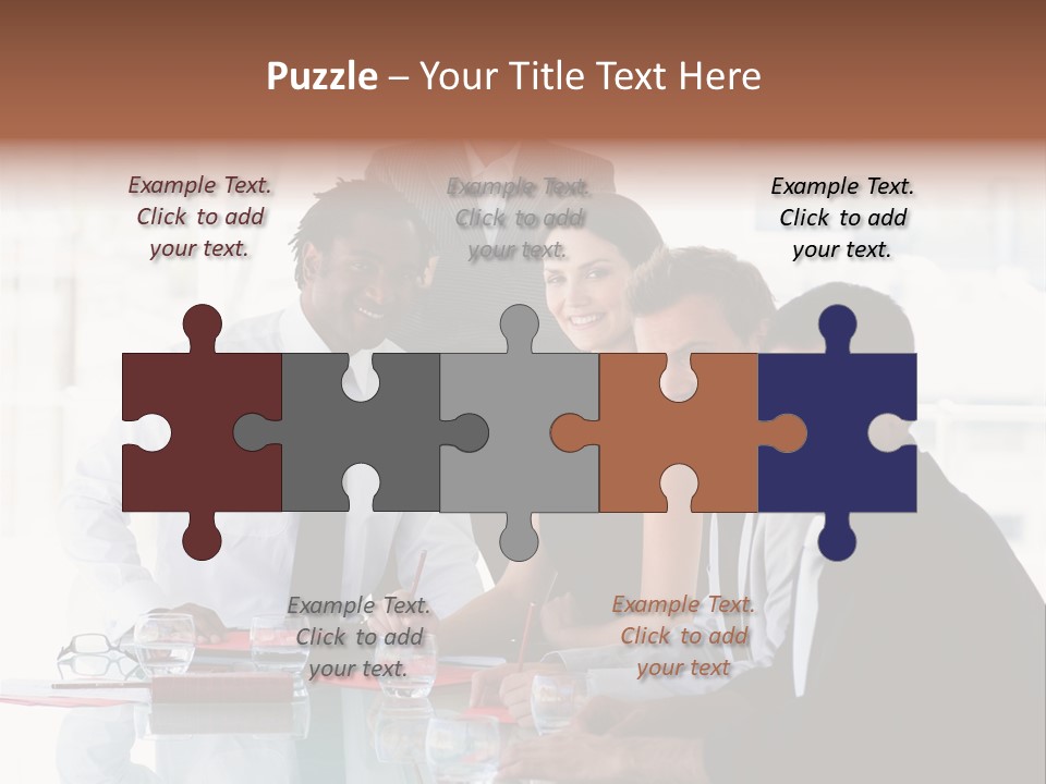 International Business Team Smiling At The Camera In Office PowerPoint Template