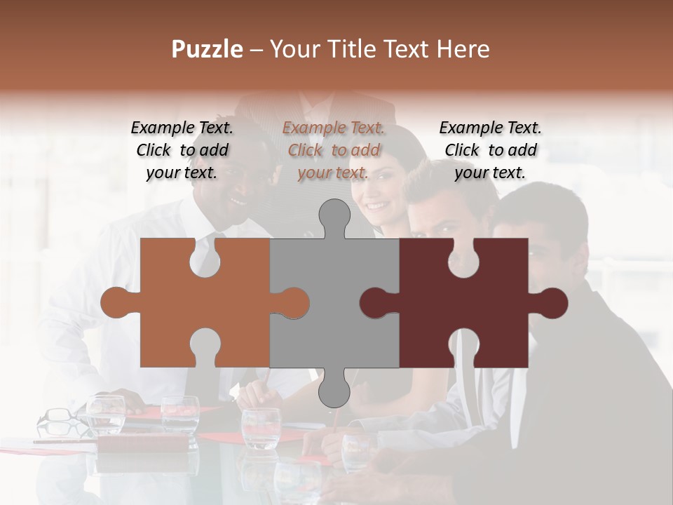 International Business Team Smiling At The Camera In Office PowerPoint Template