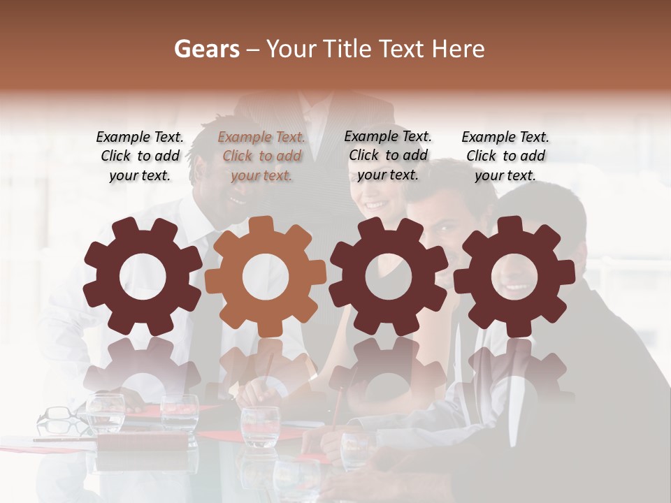 International Business Team Smiling At The Camera In Office PowerPoint Template