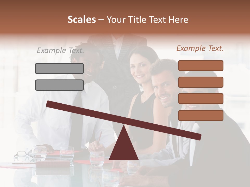 International Business Team Smiling At The Camera In Office PowerPoint Template