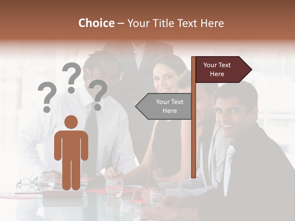 International Business Team Smiling At The Camera In Office PowerPoint Template