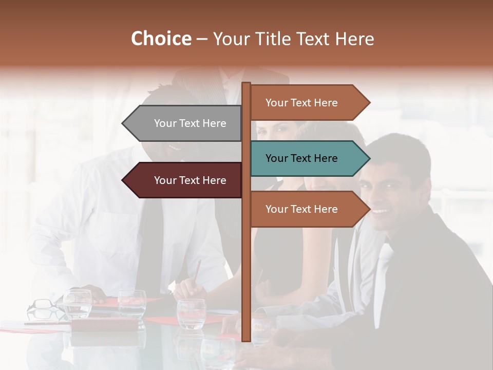 International Business Team Smiling At The Camera In Office PowerPoint Template