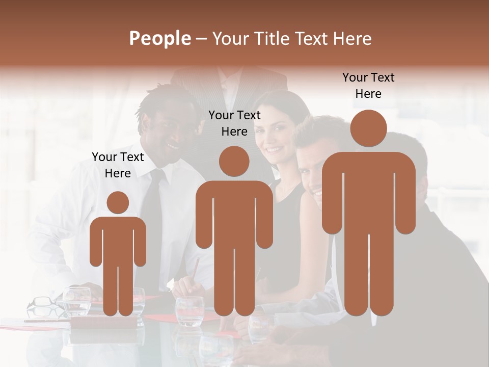 International Business Team Smiling At The Camera In Office PowerPoint Template