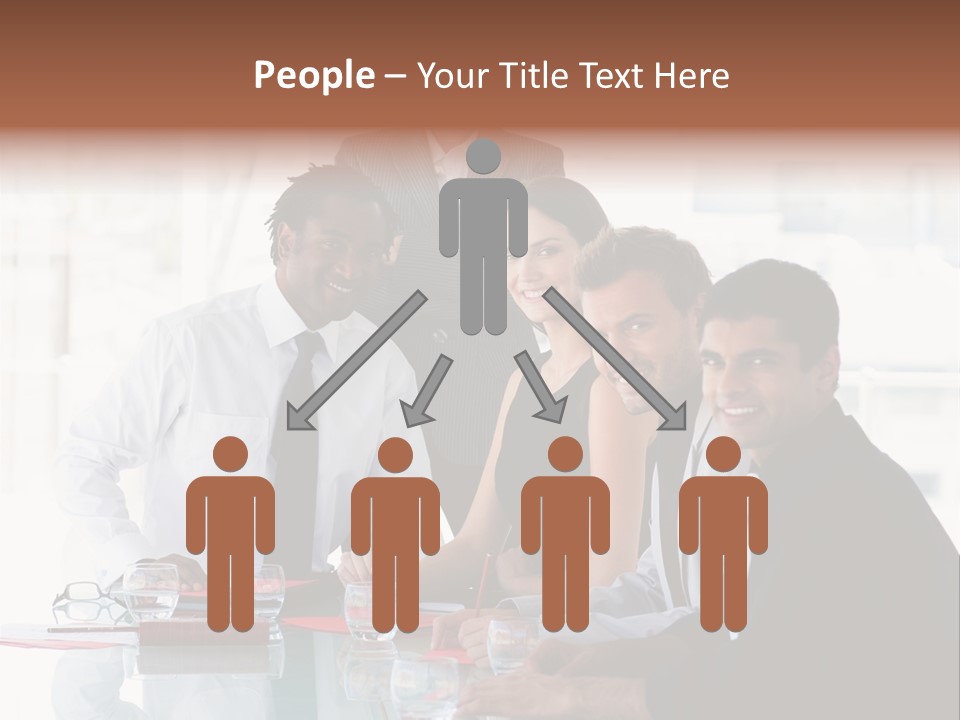 International Business Team Smiling At The Camera In Office PowerPoint Template