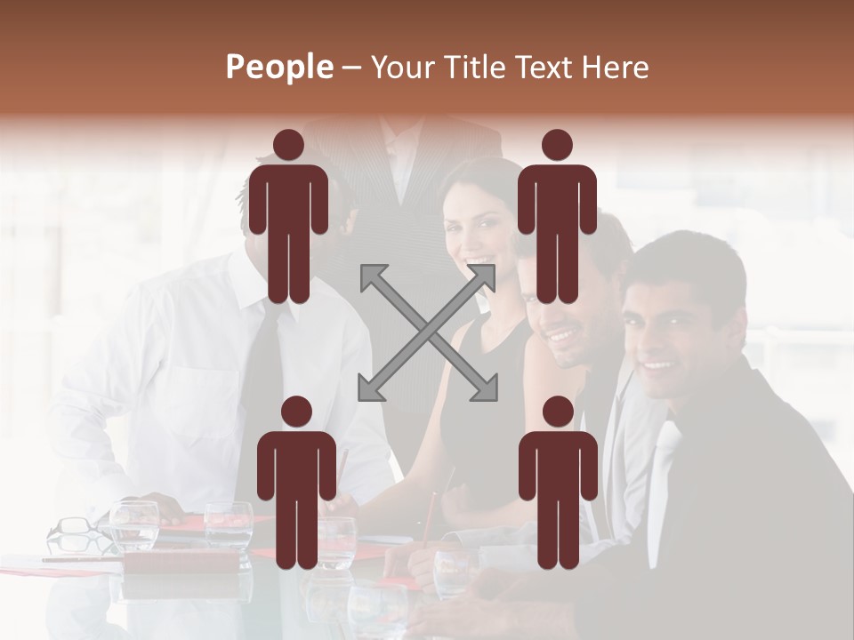 International Business Team Smiling At The Camera In Office PowerPoint Template