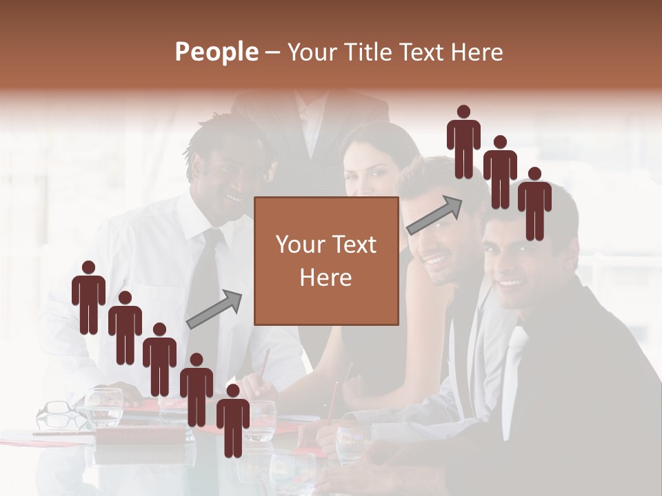 International Business Team Smiling At The Camera In Office PowerPoint Template