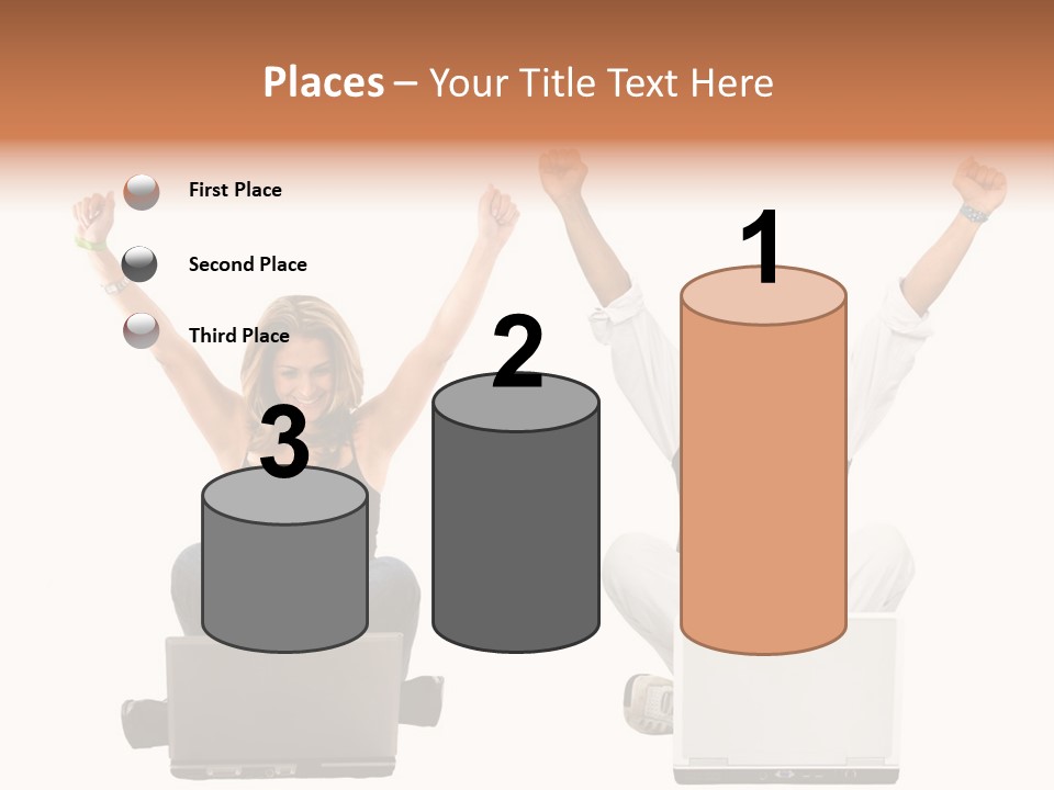 A Man And A Woman Sitting On A Laptop PowerPoint Template