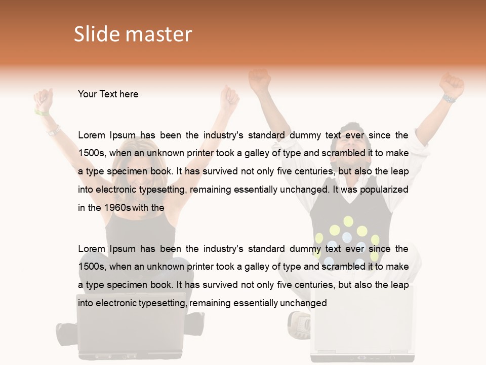 A Man And A Woman Sitting On A Laptop PowerPoint Template