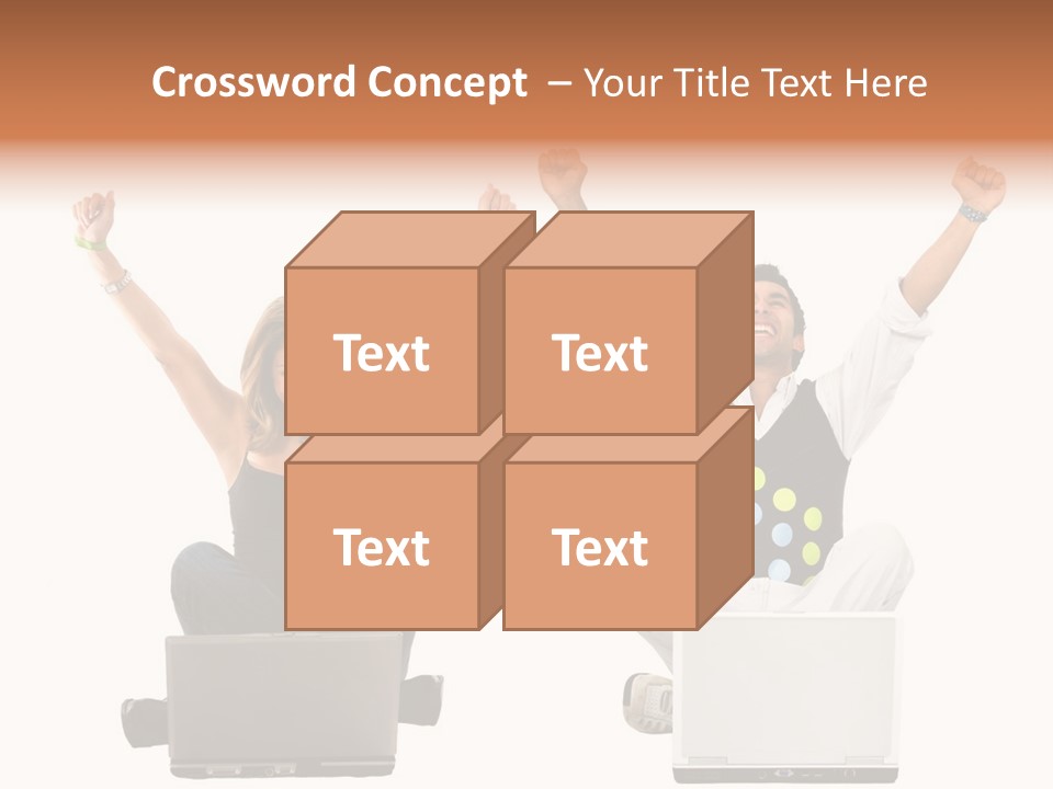 A Man And A Woman Sitting On A Laptop PowerPoint Template