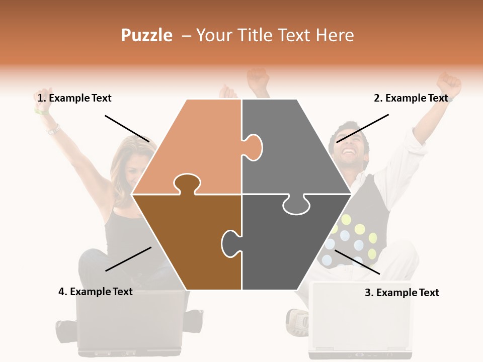 A Man And A Woman Sitting On A Laptop PowerPoint Template