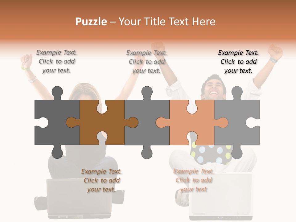 A Man And A Woman Sitting On A Laptop PowerPoint Template