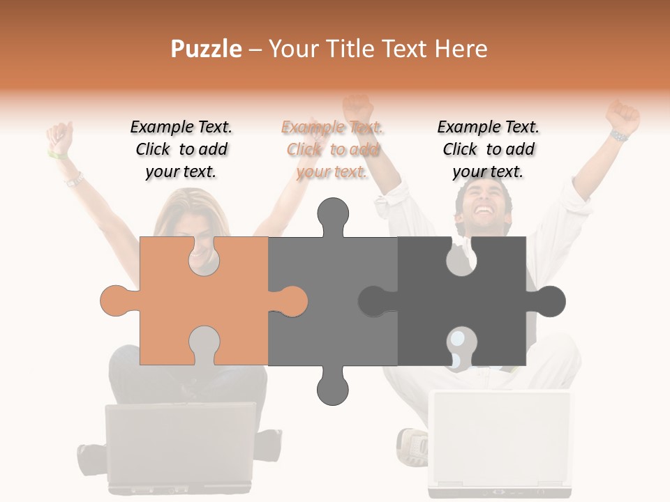 A Man And A Woman Sitting On A Laptop PowerPoint Template